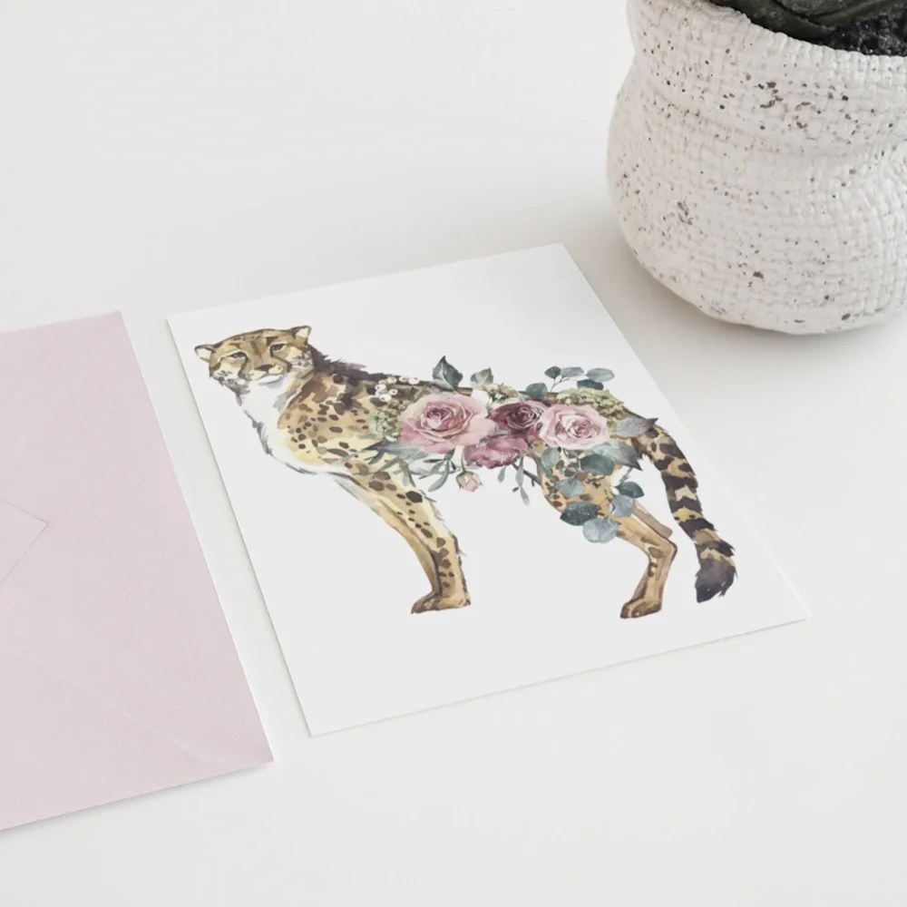 Watercolor Cheetah Illustration Wall Art Poster Print UNFRAMED - Picture 8 of 17